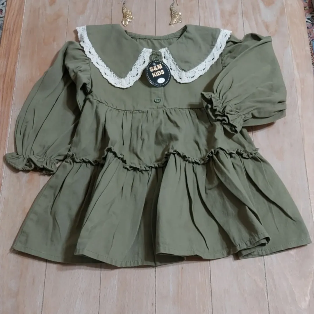 پیراهن کتان یقه گیپوری